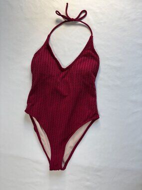 Xhilaration Red Textured One Piece Swimsuit (Size S)